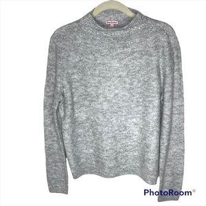Juicy Couture Gray Embellished Funnel Neck Sweater S‎